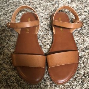 Brown, strappy sandals.